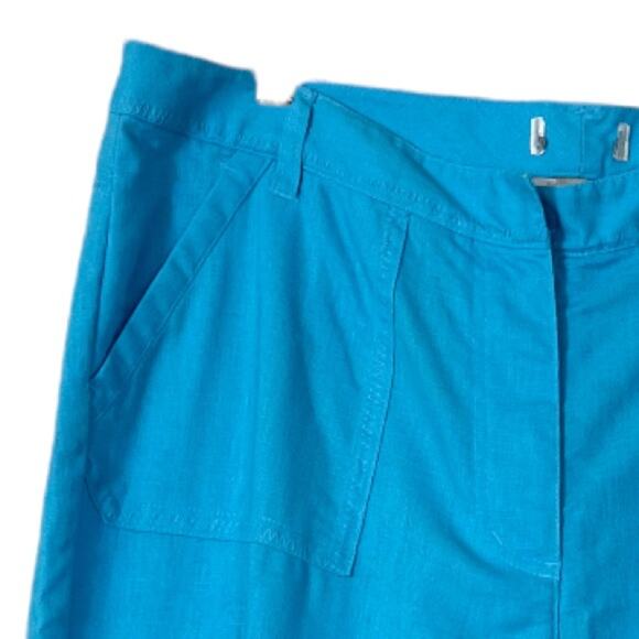 Christopher & Banks Cropped Pants Turquoise Blue Linen Blend Women's Size 14 - Picture 5 of 7